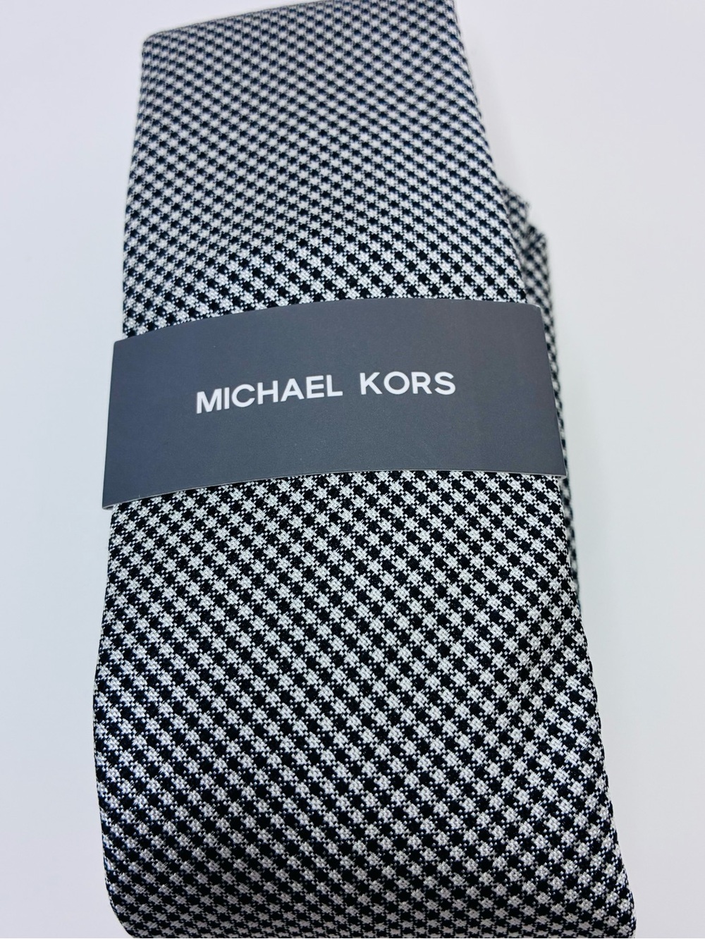 Michael Kors Mens Silk Blend Necktie Mini Gingham Black White New With Tags